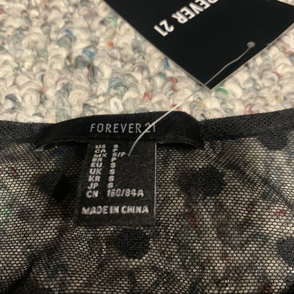 Swiss dot sheer mesh ruffle trim long sleeve top NWT - Picture 4 of 4